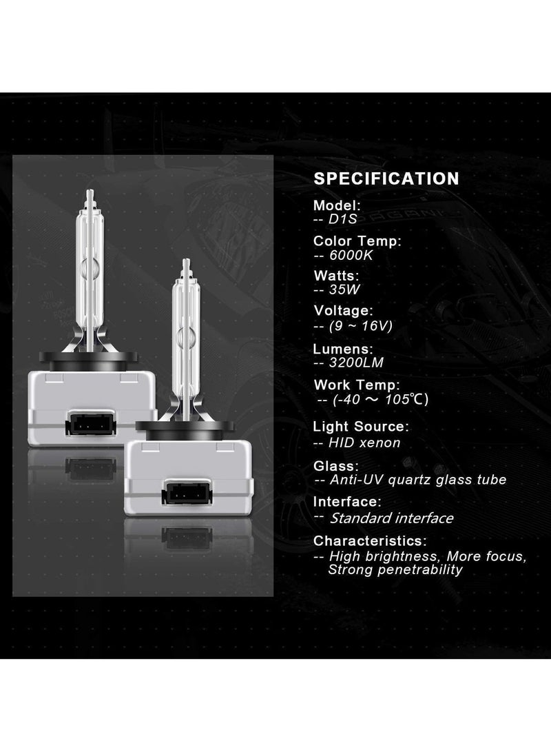 Toby's Toby's D1S 6000K Xenon HID Replacement Bulb Diamond White Metal Stents Base 12V Car Headlight Lamps Head Lights 35W  - Image 3