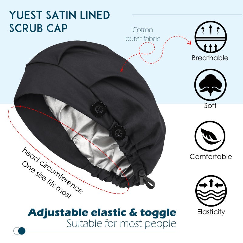 Yuest Scrub Caps for Women Satin Lined Nurse Caps Surgical Hats for Women - Image 2