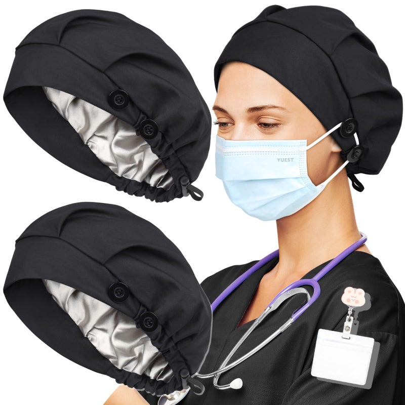 Yuest Scrub Caps for Women Satin Lined Nurse Caps Surgical Hats for Women - Image 5