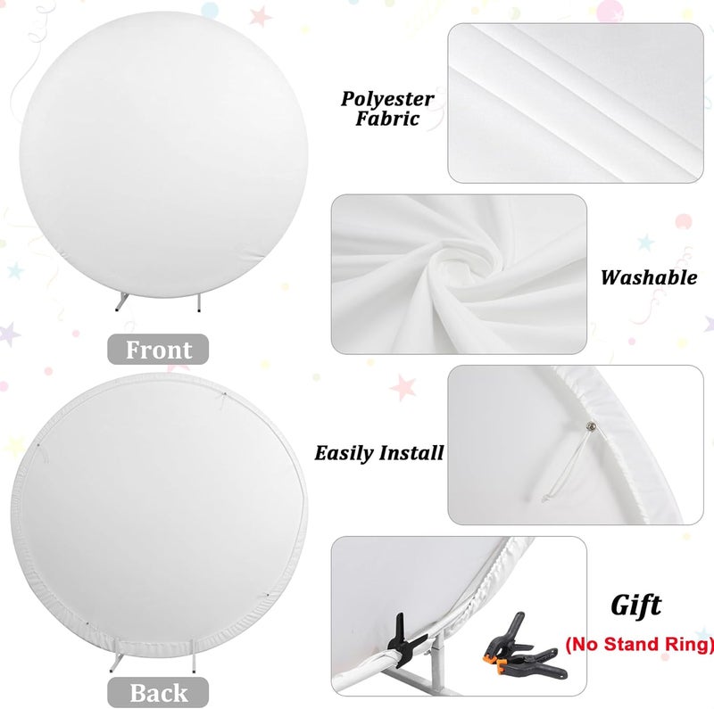 Renaiss Renaiss 7x7ft Swan Round Backdrop Cover for Photoshoot Girl Woman Portrait Gold Glittering Dots Pink Rose Circle Photography Background Baby Shower Bday Mothers Day Party Decors Photo Booth Props  - Image 5