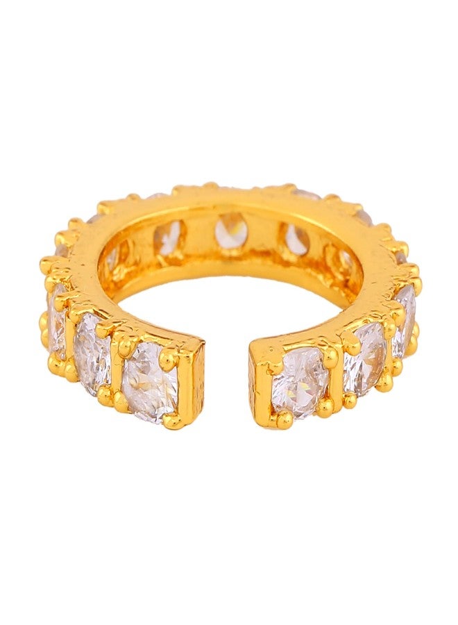 Estele Dazzling Imperial White Austrian Crystal Gold Plated Ring For Women & Girls - Size 2 - Image 2