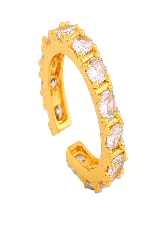 Estele Dazzling Imperial White Austrian Crystal Gold Plated Ring For Women & Girls - Size 2 - Image 1