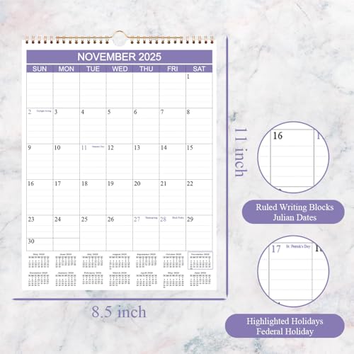 Getvow Calendar - 2026 Wall Calendar from November 2025 - December 2026, Calendar 2026 with Thick Paper for Planning and Organizing for Home or Office, 8.5" x 11", Purple - Image 3