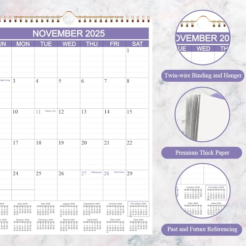 Getvow Calendar - 2026 Wall Calendar from November 2025 - December 2026, Calendar 2026 with Thick Paper for Planning and Organizing for Home or Office, 8.5" x 11", Purple - Image 2