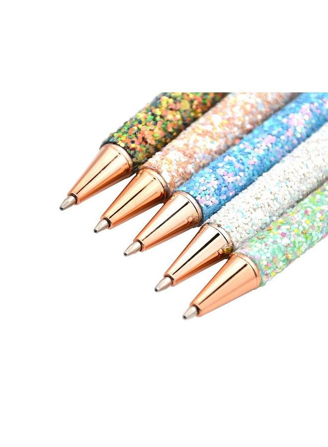 Gullor 5Pcs Ballpoint Pens Glitter Click Ball Pens Black Ink Medium Point 1Mm For Office Supplies Gift Wedding Birthday White - Image 5