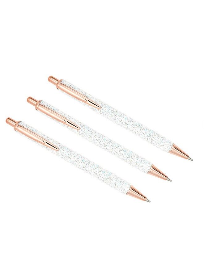 Gullor 5Pcs Ballpoint Pens Glitter Click Ball Pens Black Ink Medium Point 1Mm For Office Supplies Gift Wedding Birthday White - Image 4