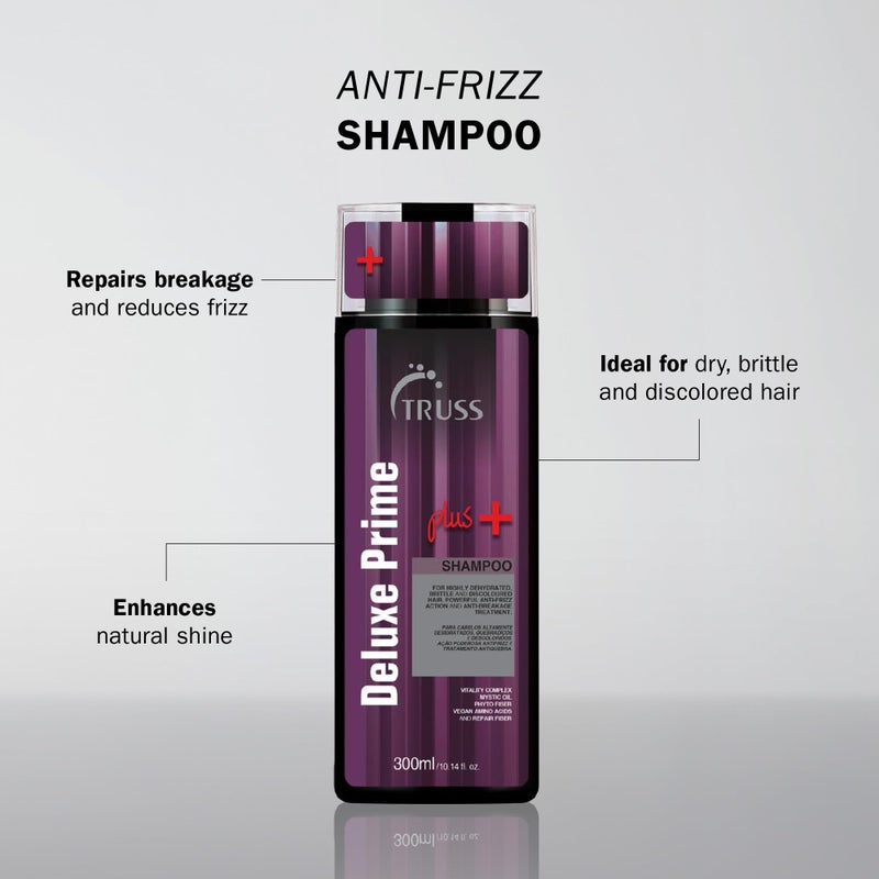 TRUSS Deluxe Prime Plus+ Shampoo for Dry, Damaged Hair - Moisturizing Hair Shampoo for Women & Men - Frizz-Control & Breakage Defense - Improve Natural Shine - No Added Salts (10.1 Fl Oz) - Image 2