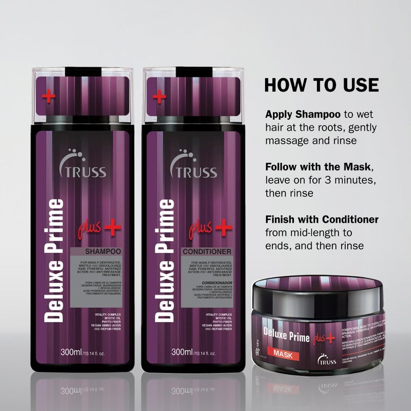 TRUSS Deluxe Prime Plus+ Shampoo for Dry, Damaged Hair - Moisturizing Hair Shampoo for Women & Men - Frizz-Control & Breakage Defense - Improve Natural Shine - No Added Salts (10.1 Fl Oz) - Image 4