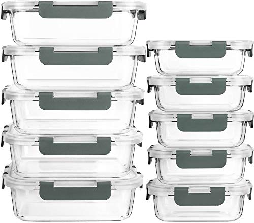 10Pack Glass Meal Prep Containers with Lids MCIRCO Food Storage Containers with Snap Locking Lids Airtight Lunch Containers Microwave Oven Freezer and Dishwasher