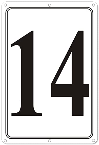 i-CowFun Premium Aluminum Number Signs 14, Metal 12" X 8" Numbered Signs Outdoor for Parking Lots, Floor, Dock, Court, Aisle, Field, High Visibility, No Fade, Weather-resistant - Image 1