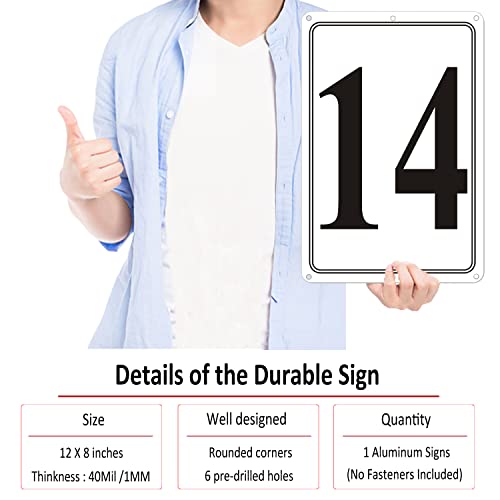 i-CowFun Premium Aluminum Number Signs 14, Metal 12" X 8" Numbered Signs Outdoor for Parking Lots, Floor, Dock, Court, Aisle, Field, High Visibility, No Fade, Weather-resistant - Image 4