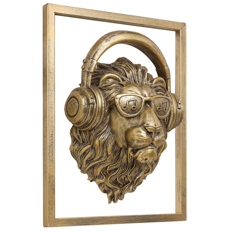 Newinhome Animal Heads Wall Decoration Resin Animals Sculptures Head Wall Hanging Decor Gold vintage Wall Sculpture for Living Room Bedroom Office(Lion) - Image 2