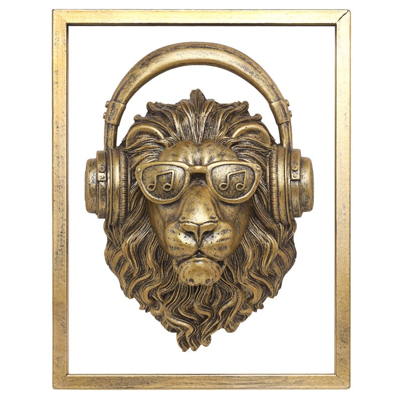 Newinhome Animal Heads Wall Decoration Resin Animals Sculptures Head Wall Hanging Decor Gold vintage Wall Sculpture for Living Room Bedroom Office(Lion) - Image 1