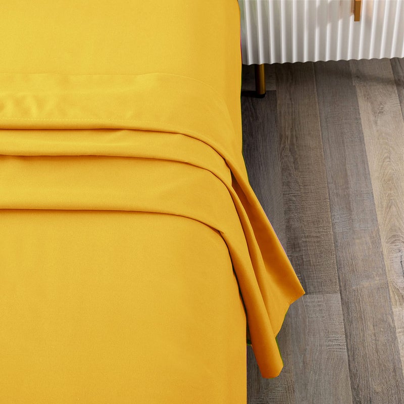 Toodou Toodou Premium  Hotel Quality Wrinkle Stain Resistant Yellow Twin Flat Sheets Have Soft Silky Touch  Breathable and Fade Resistant It's Most Comfortable and Luxurious Bed Top Sheet 