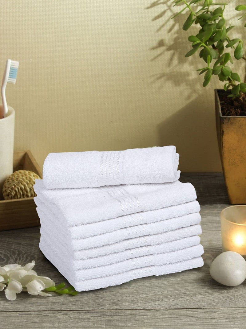 KOPA Quick Dry 100 Cotton Soft Terry Towel 8pc Face Towel dross Quick Dry 100 Cotton Super Absorbent Lightweight Odour Free for Men Women Kids SolidWhite - Image 1