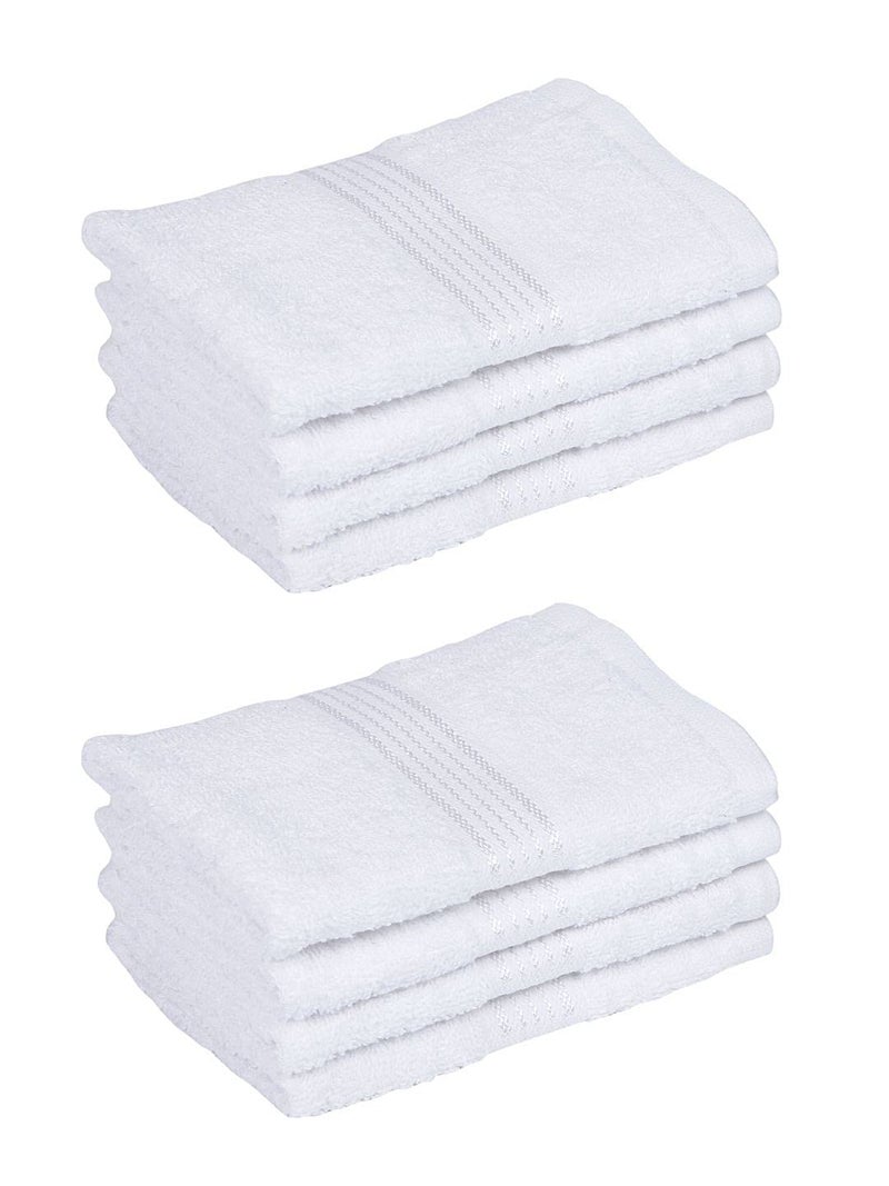 KOPA Quick Dry 100 Cotton Soft Terry Towel 8pc Face Towel dross Quick Dry 100 Cotton Super Absorbent Lightweight Odour Free for Men Women Kids SolidWhite - Image 3