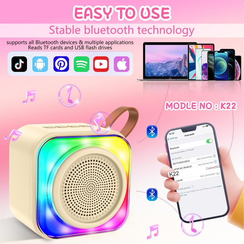 MicQutr Karaoke Machine with 2 Microphones for Kids, Toys Birthday Gifts for Ages 3-12 Years Old Girls Boys, Mini Karaoke Microphone with Protable Bluetooth Speaker for Singing Party Outdoor Play - Image 3