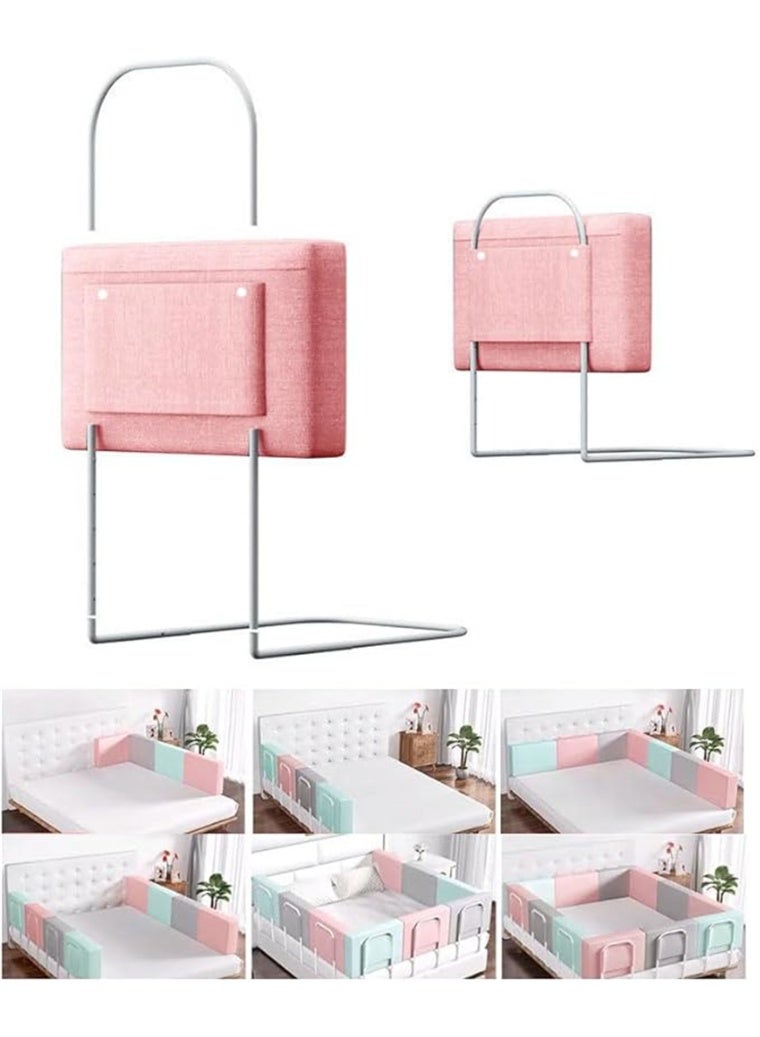 Baby Safety Bed Rail, 2Pcs Soft Padded Cushion Guardrail for Crib, Upgrade Reinforced Bed Guard Fence Protector Rail, Free Combination and Adjustable Height (Pink, 2Pcs) - Image 1