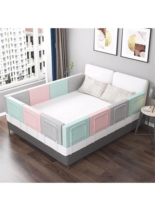 Baby Safety Bed Rail, 2Pcs Soft Padded Cushion Guardrail for Crib, Upgrade Reinforced Bed Guard Fence Protector Rail, Free Combination and Adjustable Height (Pink, 2Pcs) - Image 3