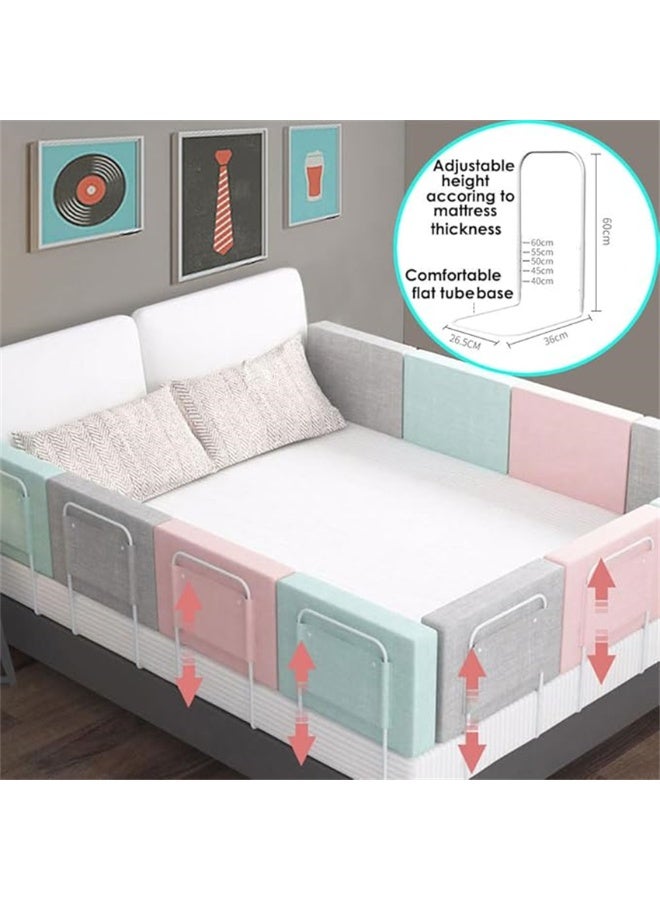Baby Safety Bed Rail, 2Pcs Soft Padded Cushion Guardrail for Crib, Upgrade Reinforced Bed Guard Fence Protector Rail, Free Combination and Adjustable Height (Pink, 2Pcs) - Image 4