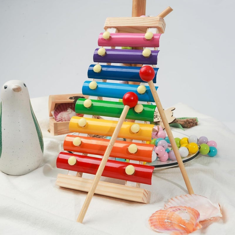 MAGIC VAULT Wooden Xylophone for Kids – 8 Multicolored Notes Musical Instrument Toy with 2 Mallets - Image 3