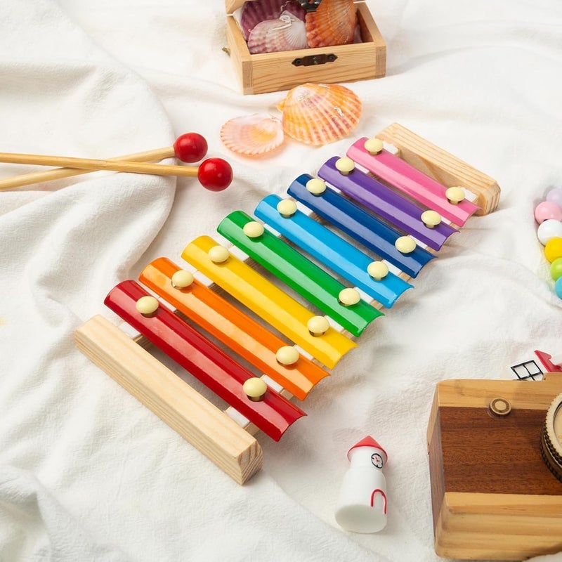 MAGIC VAULT Wooden Xylophone for Kids – 8 Multicolored Notes Musical Instrument Toy with 2 Mallets - Image 2