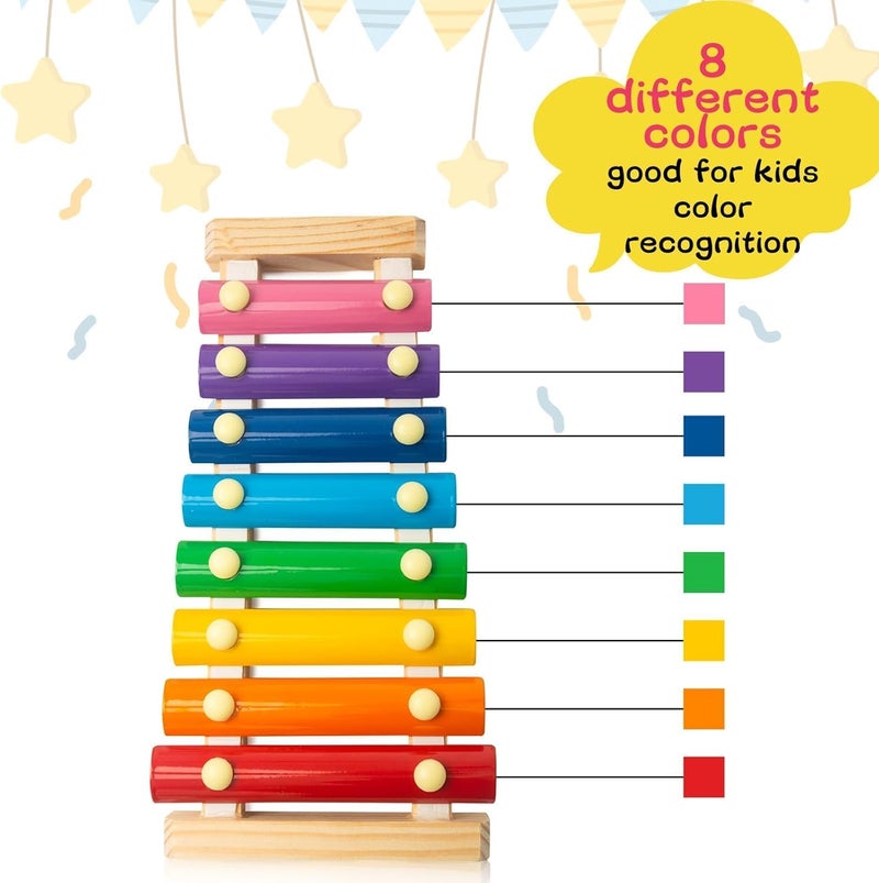 MAGIC VAULT Wooden Xylophone for Kids – 8 Multicolored Notes Musical Instrument Toy with 2 Mallets - Image 5