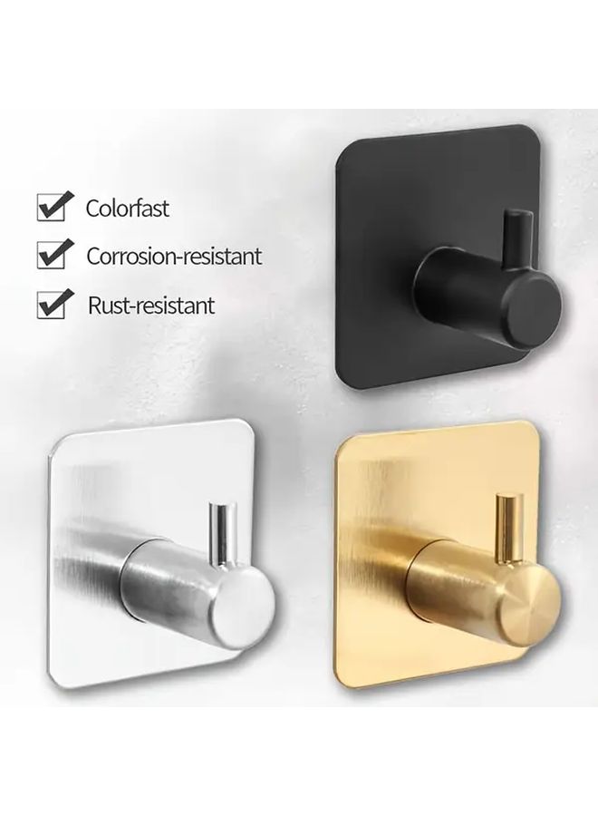 Silvery 4Pcs Stainless Steel Adhesive Wall Hooks Heavy Duty Rustproof Easy Install for Coats Bathroom Kitchen - Image 4