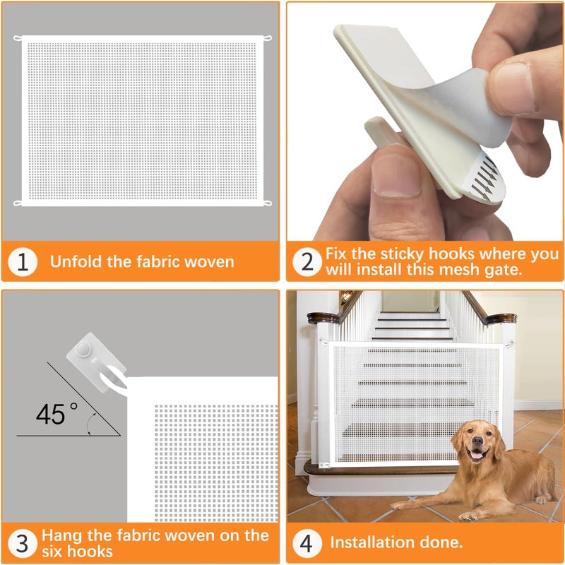 Cupount Mesh Baby & Dog Gate â€“ Fits Openings Up to 36'' Wide, 30'' Tall â€“ Indoor Safety Pet Gate for Stairs & Doorways (White, 30" H x 38" W) - Image 4