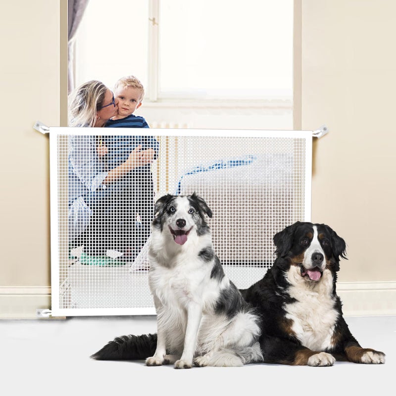 Cupount Mesh Baby & Dog Gate â€“ Fits Openings Up to 36'' Wide, 30'' Tall â€“ Indoor Safety Pet Gate for Stairs & Doorways (White, 30" H x 38" W) - Image 2