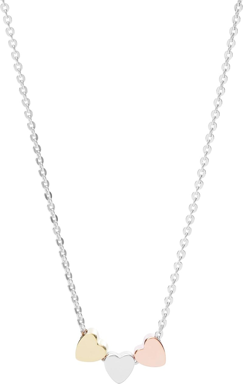 فوسيل قلادة إليوت للنساء من فوسيل، مصنوعة من الفضة الإسترلينية، على شكل قلب، مناسبة لعيد الأم، بثلاثة ألوان، فضية - Image 1