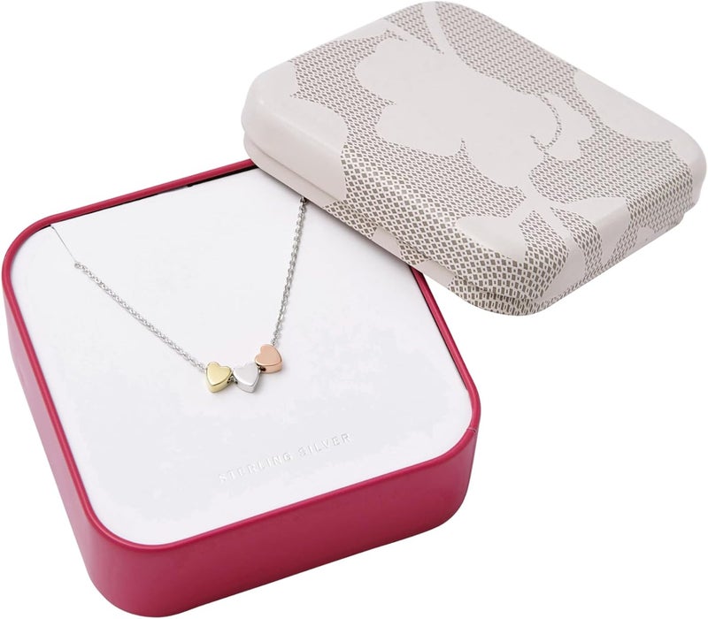 فوسيل قلادة إليوت للنساء من فوسيل، مصنوعة من الفضة الإسترلينية، على شكل قلب، مناسبة لعيد الأم، بثلاثة ألوان، فضية - Image 3