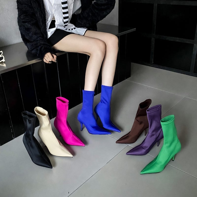 Autumn Pointed Thin Heel Fashion High Heel Boots - Image 2