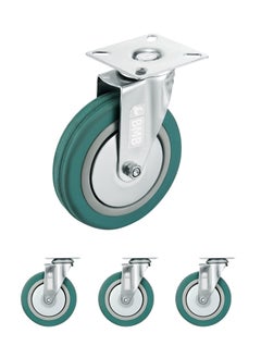 BMB tools 4-Piece Grey Rubber Caster - Plate - Swivel / 125mm  - Image 1