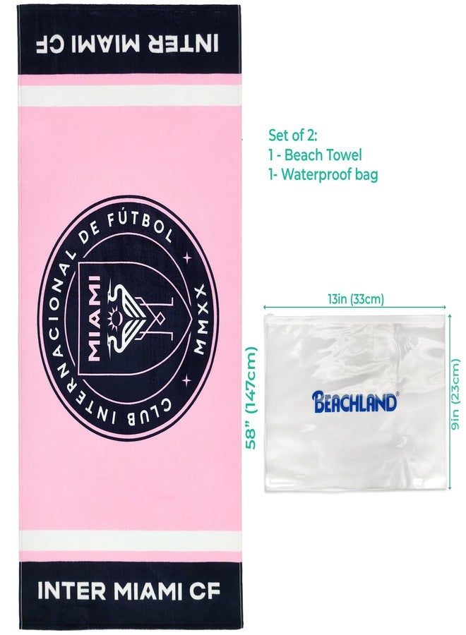 Beachland Inter Miami CF Beach Towel 30 x 60 in | 100% Cotton Velour/Terry | Waterproof Bag Included | Official Team Logo Print - Image 3