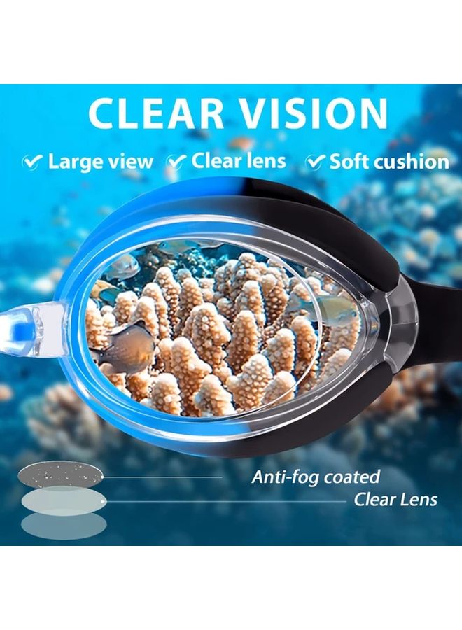 Powder Blue Anti Fog Leakproof Swim Goggles With Nose Clip Earplugs Adjustable Strap For Youngsters 14 Plus - Image 3