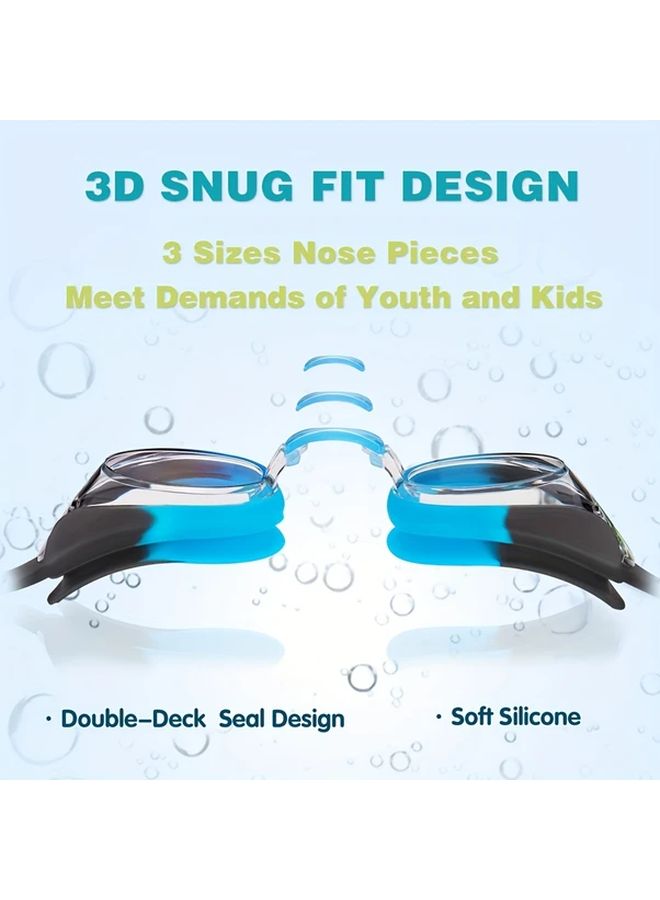 Powder Blue Anti Fog Leakproof Swim Goggles With Nose Clip Earplugs Adjustable Strap For Youngsters 14 Plus - Image 4