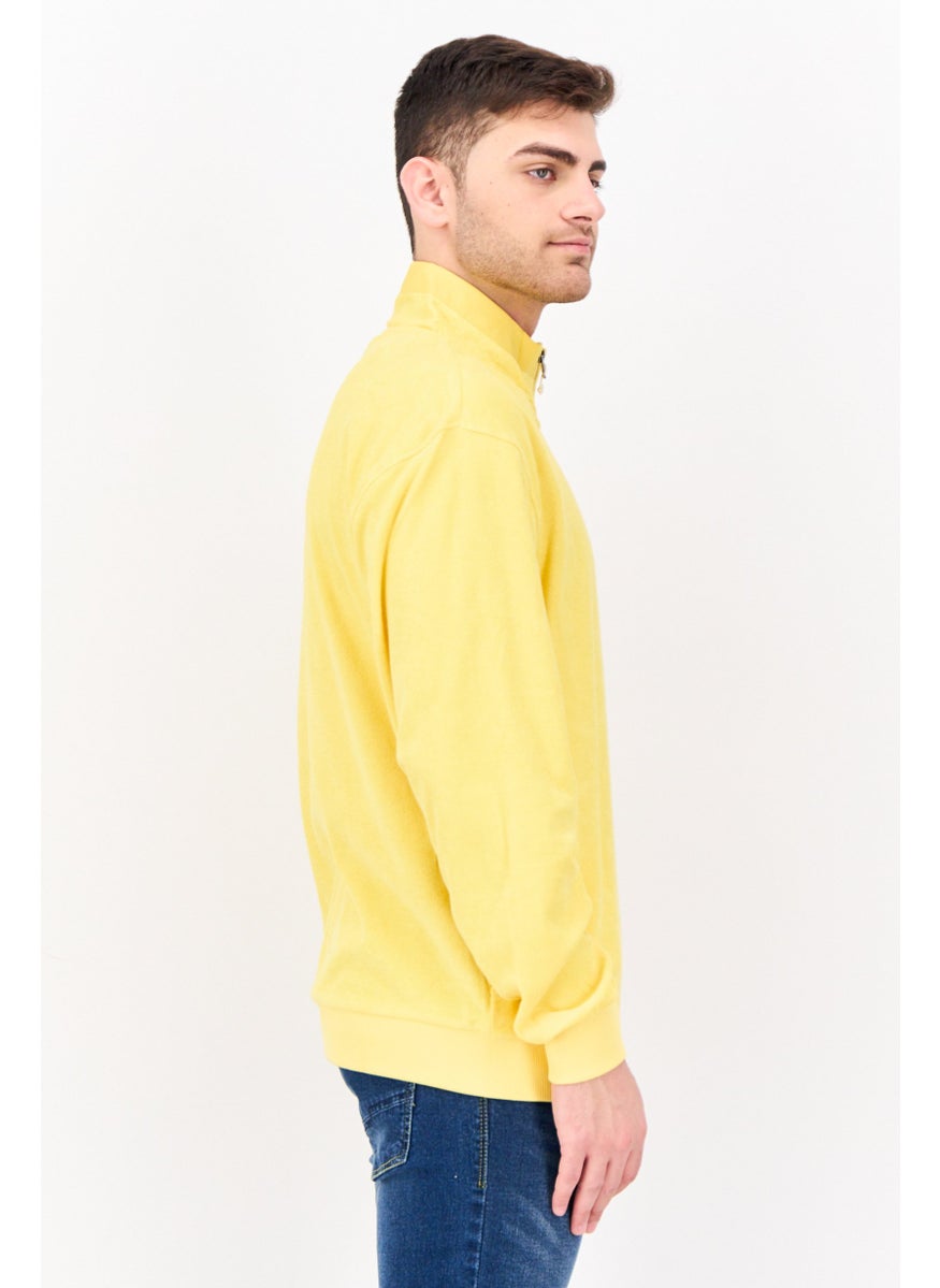 Penfield Men High Neck Brand Logo Long Sleeves Sweatshirt, Yellow  - Image 2