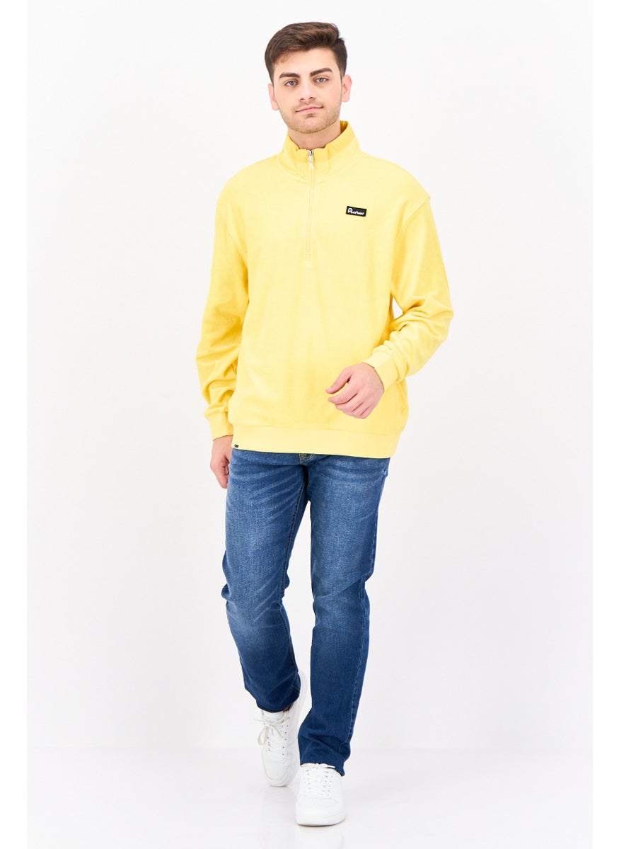 Penfield Men High Neck Brand Logo Long Sleeves Sweatshirt, Yellow  - Image 4