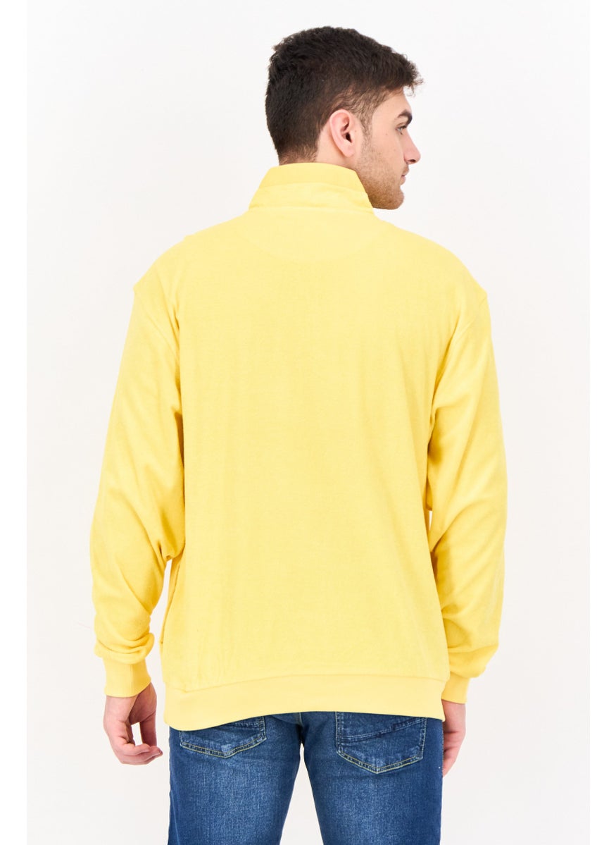 Penfield Men High Neck Brand Logo Long Sleeves Sweatshirt, Yellow  - Image 3