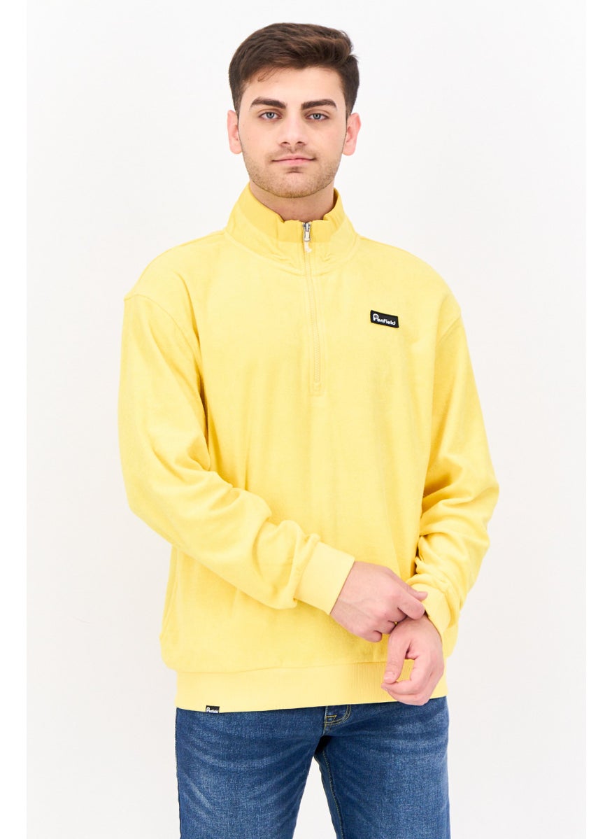 Penfield Men High Neck Brand Logo Long Sleeves Sweatshirt, Yellow  - Image 1