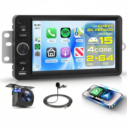 Sellrich 4 Core 2G+64G Car Radio for 2003-2006 Chevrolet Chevy Silverado GMC Sierra Yukon Tahoe Impala Hummer H2, 7" IPS Touch Screen Android Car Stereo with DSP Carplay Android Auto FM SWC Backup Camera - Image 1