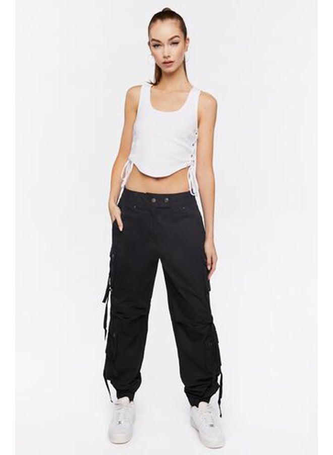 FOREVER 21 Twill Lace-Up Cargo Joggers - Image 5