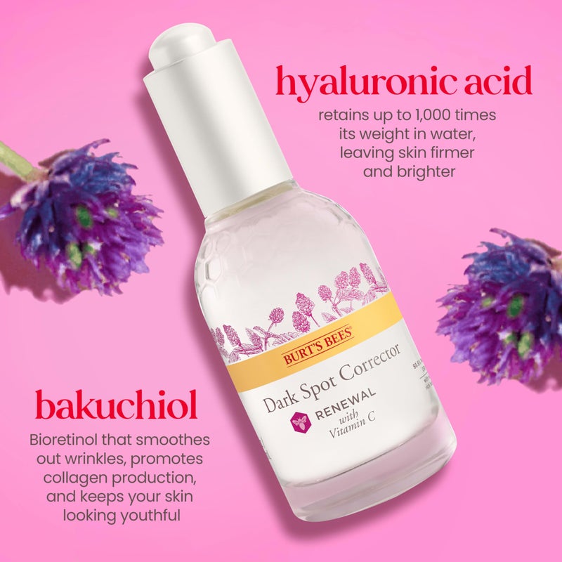 Burt's Bees Renewal Dark Spot Corrector With Natural Retinol Alternative and Vitamin C, Reduces Appearance of Dark Spots and Uneven Skin Tone, 98.6 Percent Natural Origin Skin Care, 1 fl. oz. Bottle - Image 4