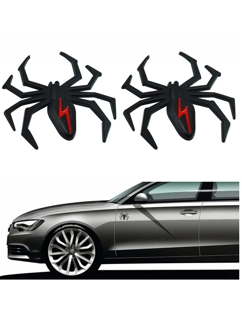 KASTWAVE 4 pcs Car 3D Logo Metal Spider Emblem Badge Sticker, 3D Logo Metal Chrome Spider Badges Sticker, Self Adhesive Black Spider Badge Cartoon Premium Automotive Motorcycle Decals,Black - Image 2