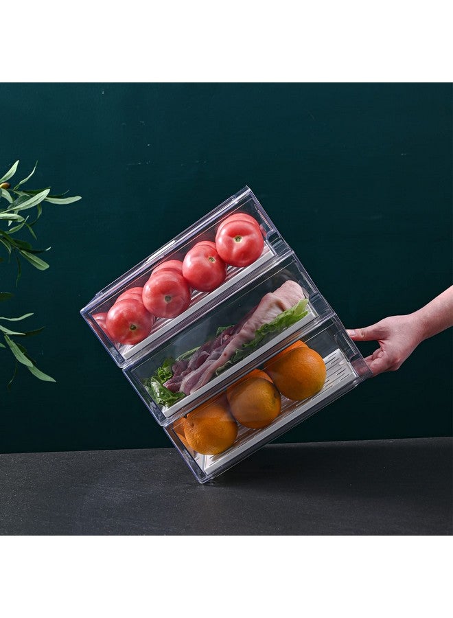 Diskary Fridge Organizer, Stackable Refrigerator Organizer Bins, Reusable Food Storage Containers, Fridge Drawer Organizer in Home Kitchen, Barbecue Shop, Restaurant, BPA-Free (2 Drawers, Medium) - Image 1
