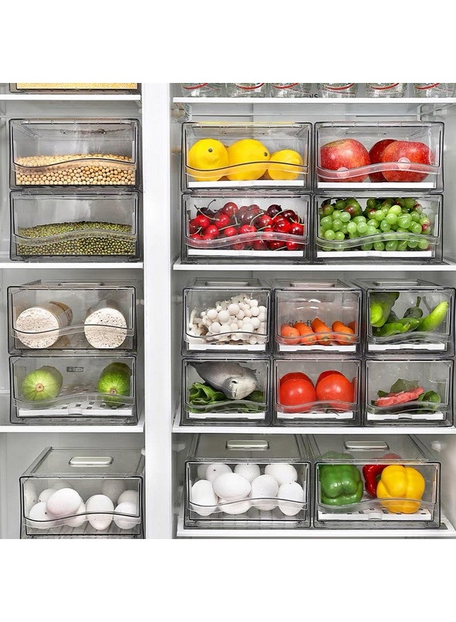 Diskary Fridge Organizer, Stackable Refrigerator Organizer Bins, Reusable Food Storage Containers, Fridge Drawer Organizer in Home Kitchen, Barbecue Shop, Restaurant, BPA-Free (2 Drawers, Medium) - Image 4