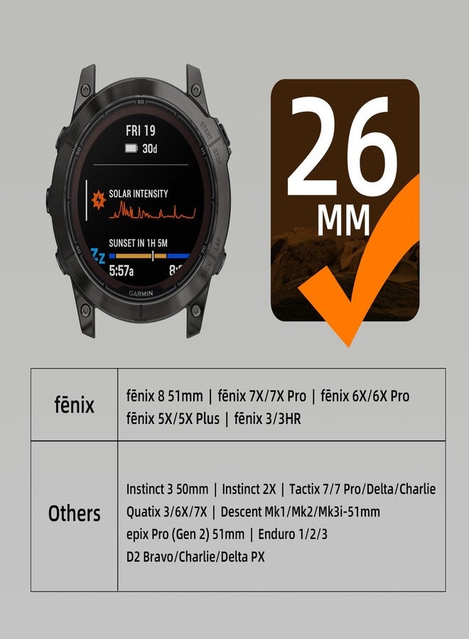 Bandletic سوار Bandletic المغناطيسي بمشبك Fidlock V متوافق مع ساعات Garmin، سوار معصم سهل التركيب مقاس 26 مم، سوار رياضي ناعم من النايلون لساعات Fenix 8 E 51 مم/7X 6X Pro/5X Plus/3 HR/Tactix/Descent/Enduro/Instinct 2X/ Quatix 3 - Image 2