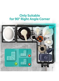 KASTWAVE Corner Shower Caddy, 2 pack Bathroom Shower Organizer with a Soap Holder, Drill-Free Adhesive Shower Shelves with 4 Movable Hooks, Large Capacity, Stainless Steel Rustproof Shower Rack  - Image 3
