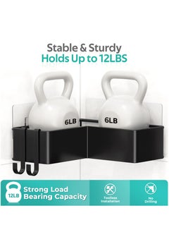 KASTWAVE Corner Shower Caddy, 2 pack Bathroom Shower Organizer with a Soap Holder, Drill-Free Adhesive Shower Shelves with 4 Movable Hooks, Large Capacity, Stainless Steel Rustproof Shower Rack  - Image 4